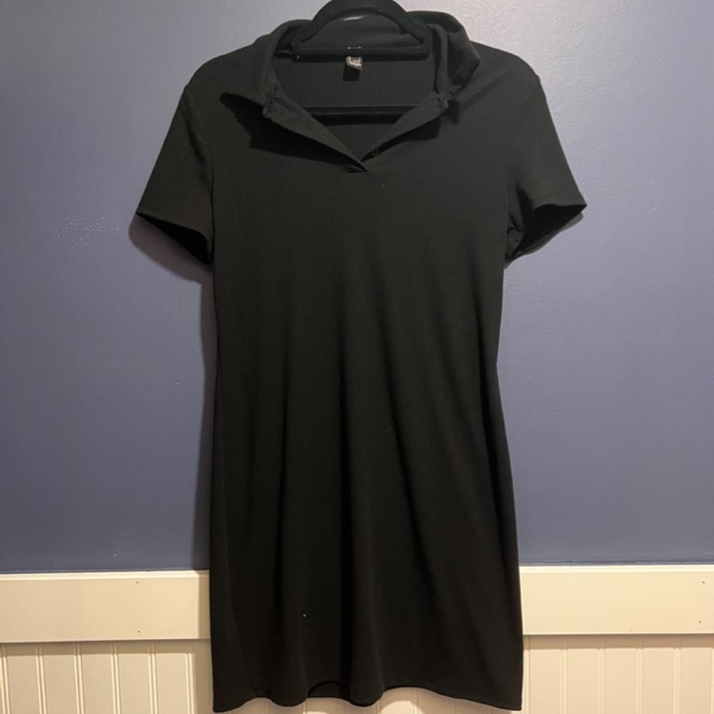 Short Sleeve Ribbed Cotton Dress